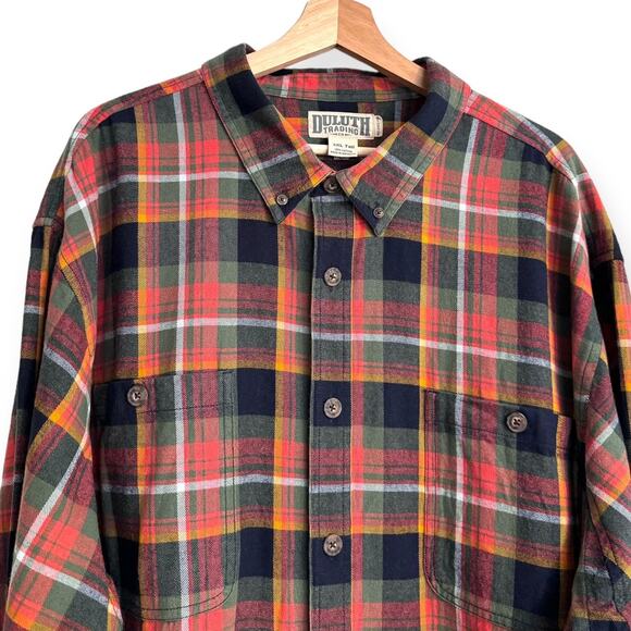 Duluth Trading Co Orange Free Swingin' Flannel Relaxed Fit Shirt Men's Size 3XLT - Picture 3 of 10